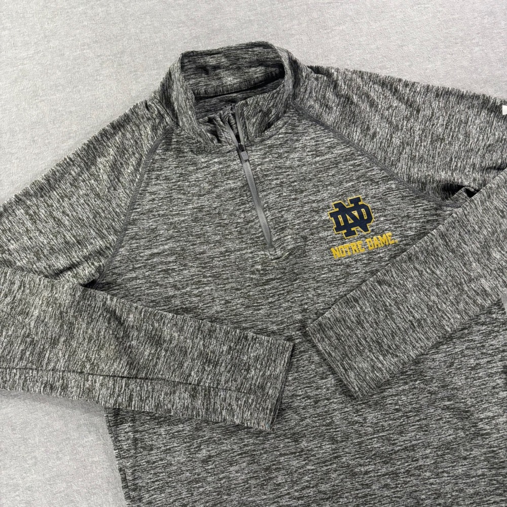 Under Armour Notre Dame HeatGear Grey Heather Quarter Zip Pullover Mens Small